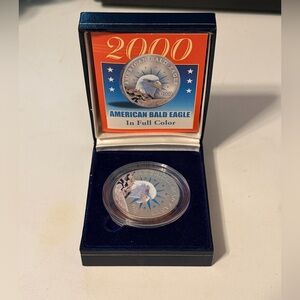 2000 American Bald Eagle In Full Color Collector Coin w Box & Certificate